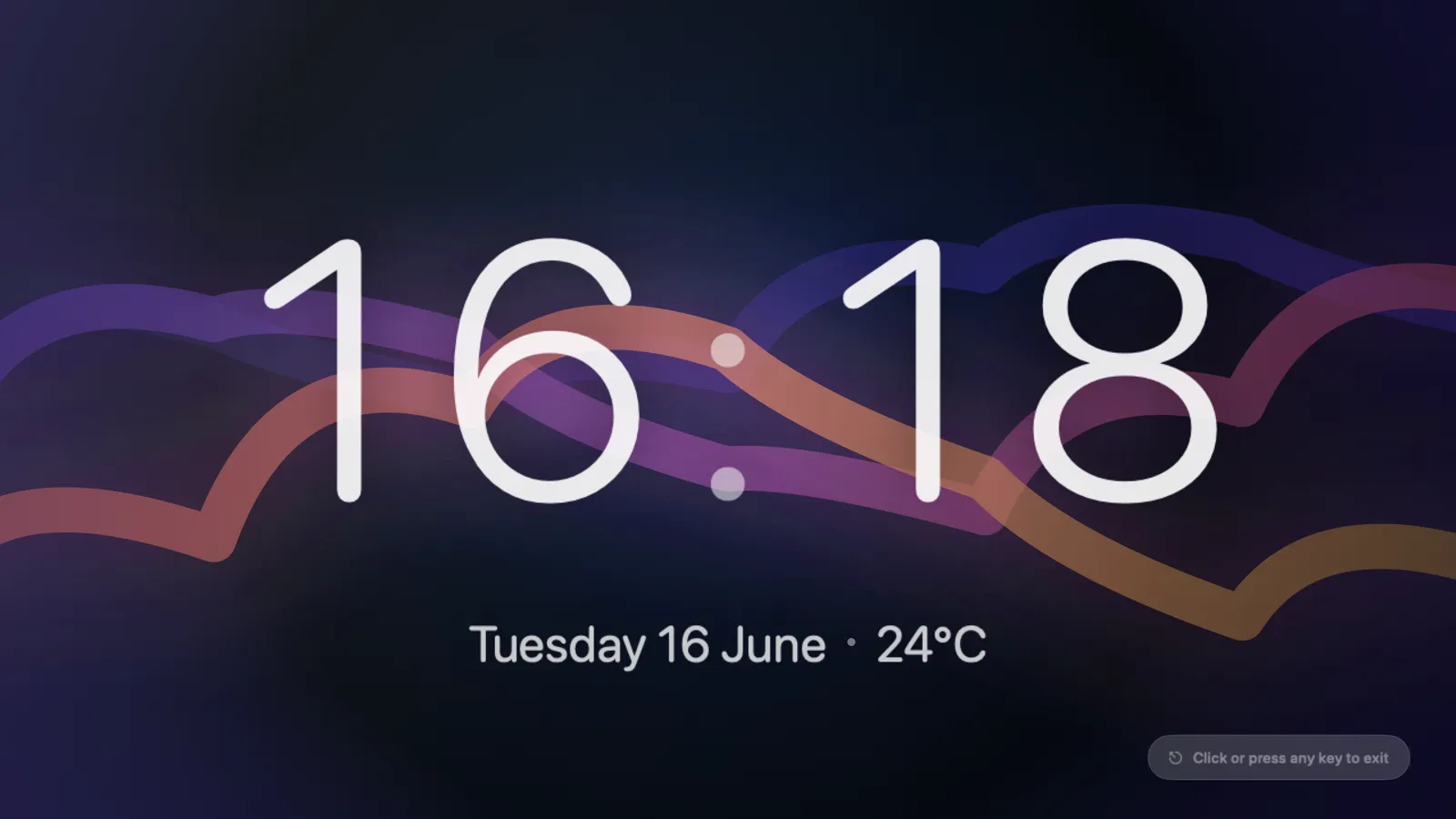 Clockio — full-screen screensaver mode